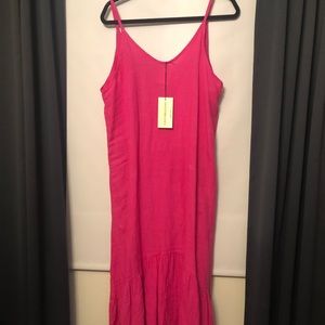 Linen Terzo Millennio hi-low linen dress fuschia, large
